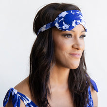 Load image into Gallery viewer, woman wearing milimili playa blue eye mask and sleep romper