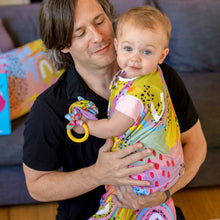 Load image into Gallery viewer, Baby with Father holding MiliMili x Pronoun by Jesse Tyler Ferguson Lovey, bamboo lovey, baby lovey