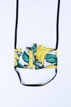 Load image into Gallery viewer, front of milimili banana print face mask, featuring yellow green and black banana print artwork