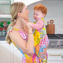 Load image into Gallery viewer, Mom and Daughter wearing matching MiliMili x Pronoun by Jesse Tyler Ferguson Sleep &amp; Play Romper and Wearable Blanket