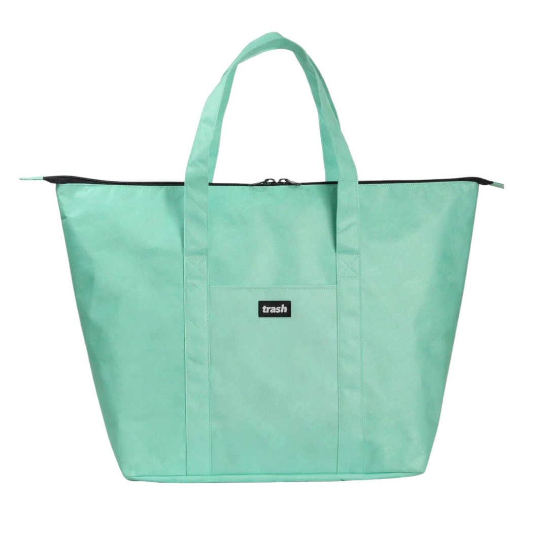 the largest zipper closed beach tote from Trash bags on MiliMili in minty sea glass