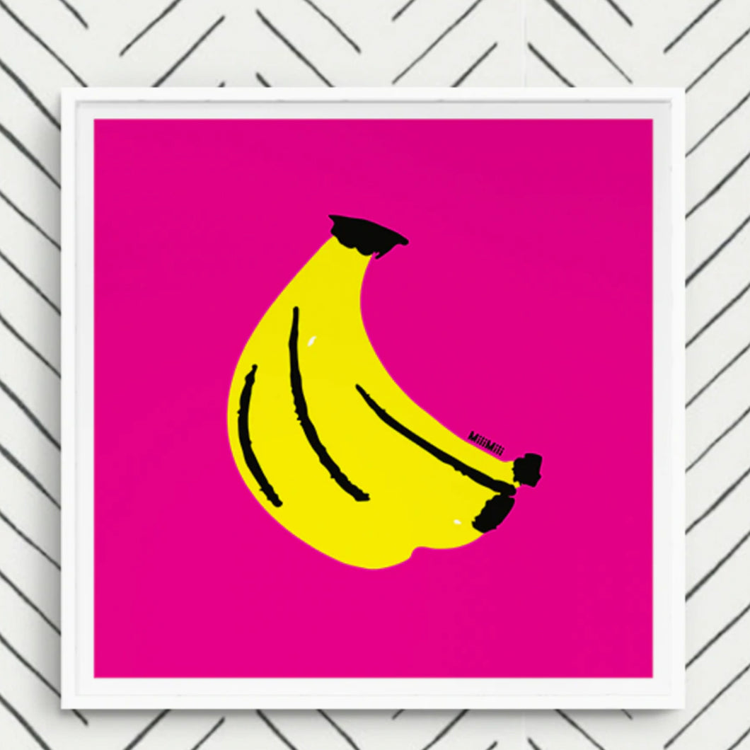 MiliMili Pink Banana Print, unframed art for nursery decor