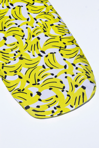 Close up shot of Kona Banana (yellow banana print) bassinet sheet, Best bassinet sheet, bamboo bassinet sheet