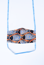 Load image into Gallery viewer, front of milimili fish face mask - featuring orange blue and black fish print