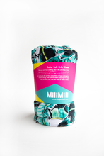 Load image into Gallery viewer, milimili kauai one crib sheet in packaging, palm print. modern and stylish crib sheets.