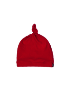 Load image into Gallery viewer, top knot baby beanie, red