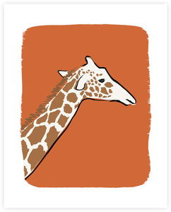 Giraffe orange art print - nursery art -  milimili 