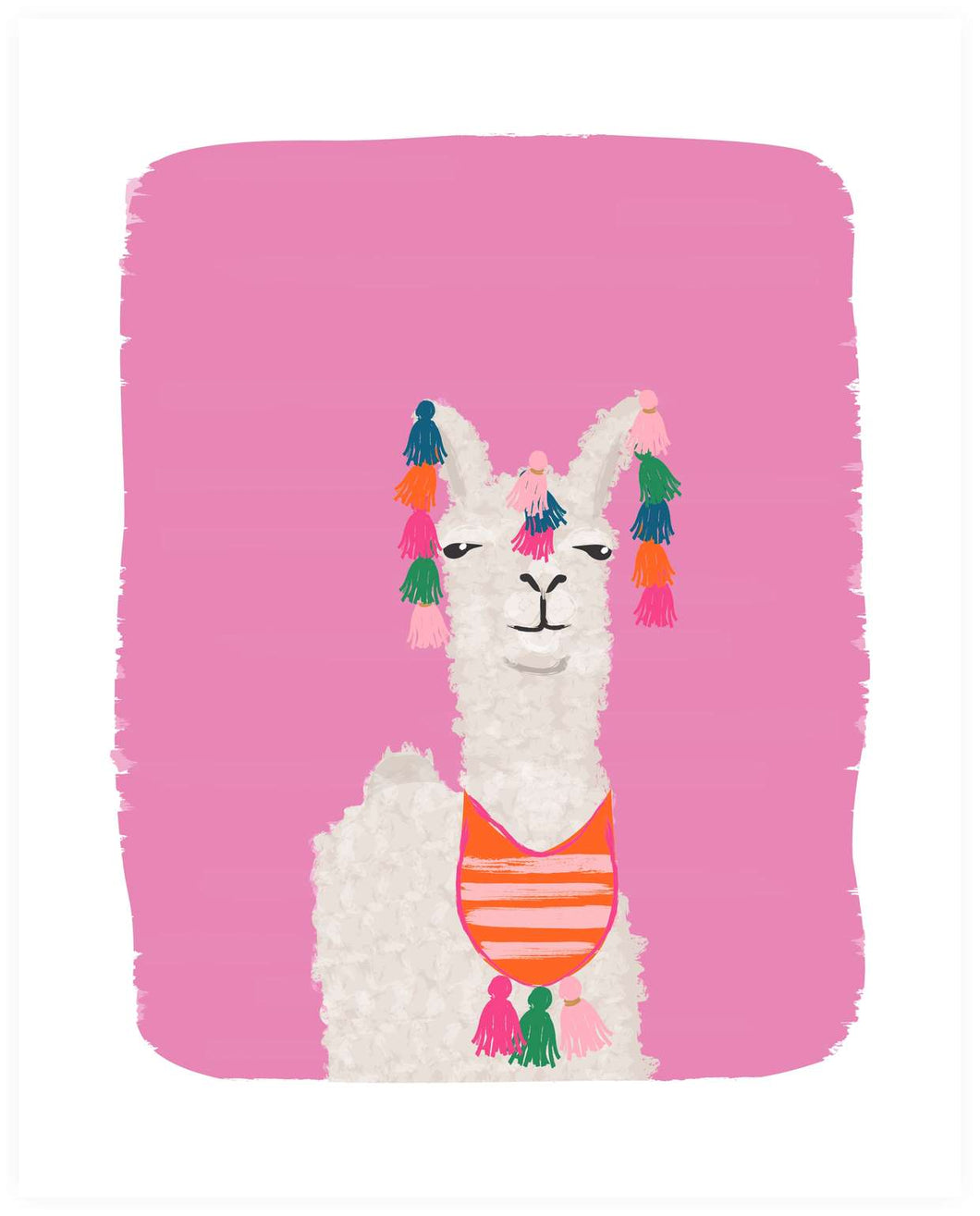Pink Llama art print - nursery art -  milimili 