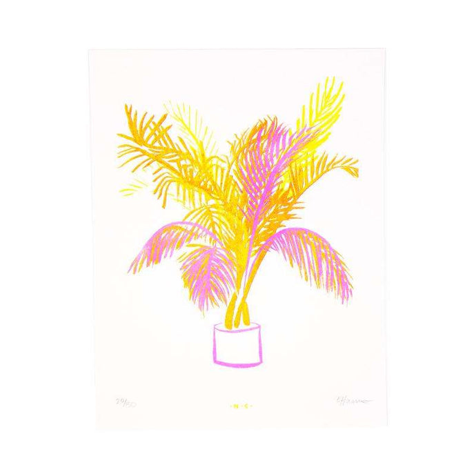 next chapter studio - pink and yellow palm art print
