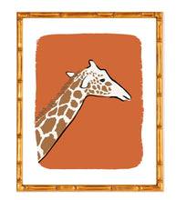 Load image into Gallery viewer, image showing what giraffe art print would look like if framed