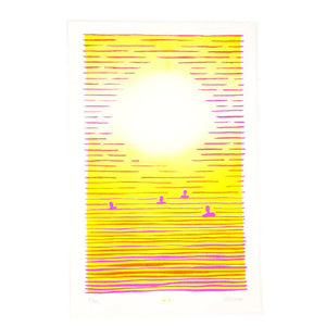 noen pink and yellow sunset over the ocean art print on milimili
